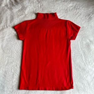 Derek Hearts brand fitted short sleeve mock neck, color red, size large